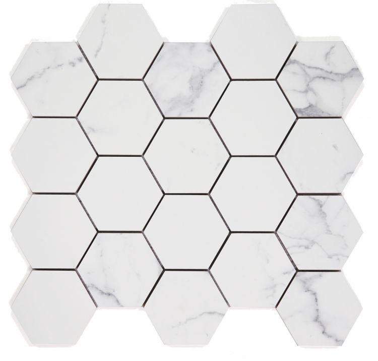 Malaysia Carrara Pre Matte 3 x 3 Hexagon Mosaic 11.75 x 12.75 Malaysia Carrara Pre Matte 3 x 3 Hexagon Mosaic 11.75 x 12.75
