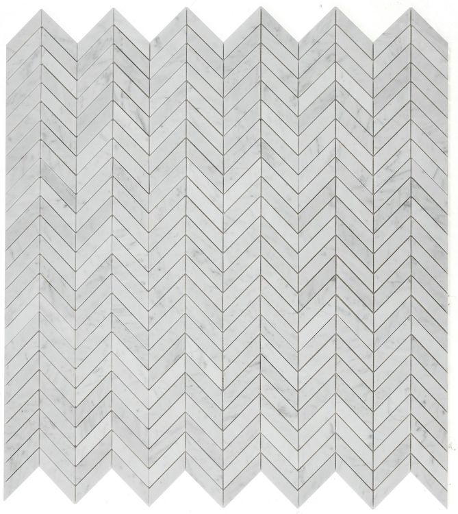 Chevron White Carrara Honed 10.75 x 11
