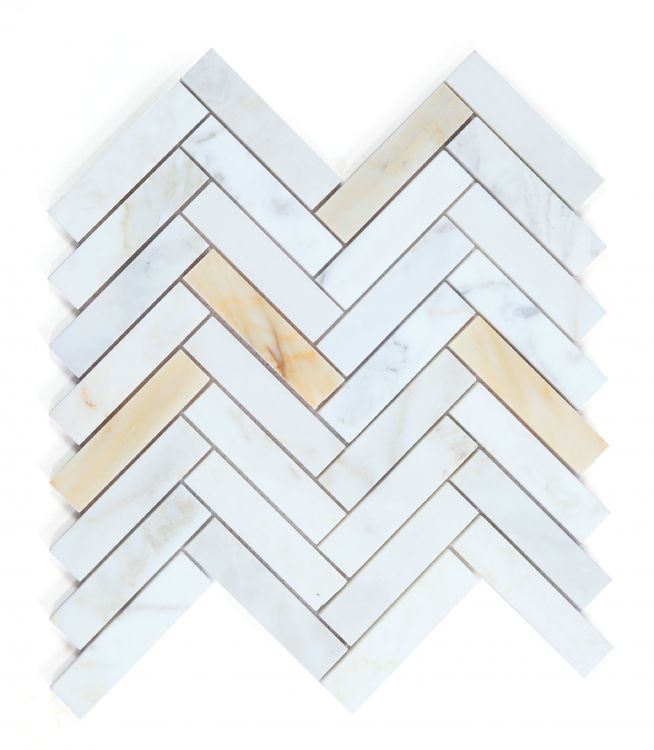 Herringbone Calacatta Gold Honed 11.25 x 11.25